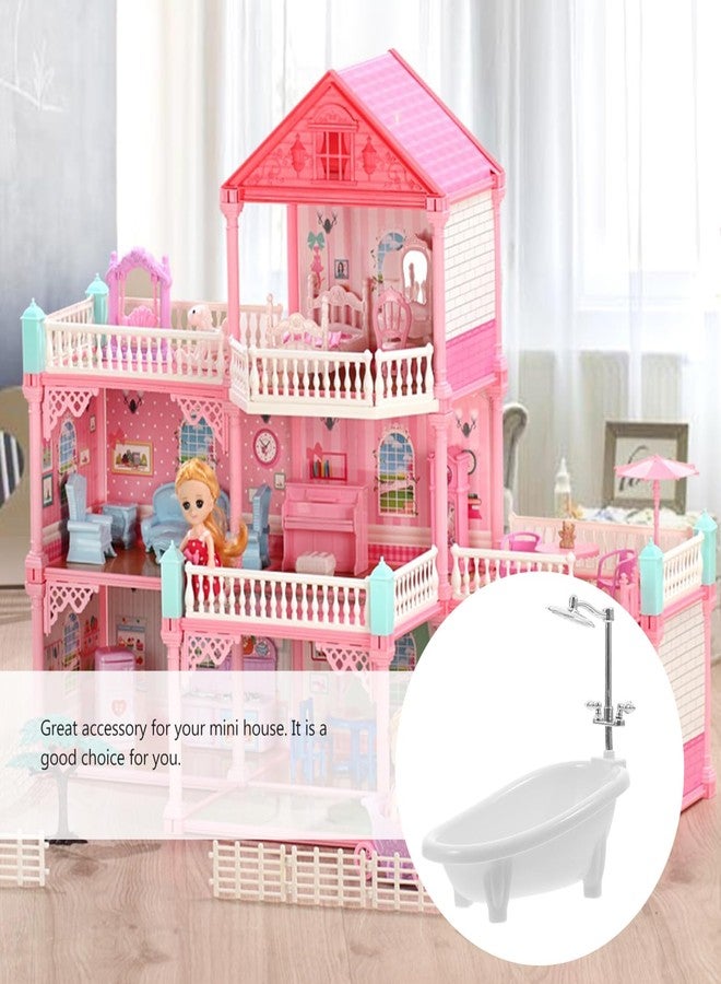 JECOMPRIS Plastic Dollhouse Bathtub: Mini Bathtub White Miniature Bathtub Dollhouse Bathtub with Shower Head for Dolls - Image 4